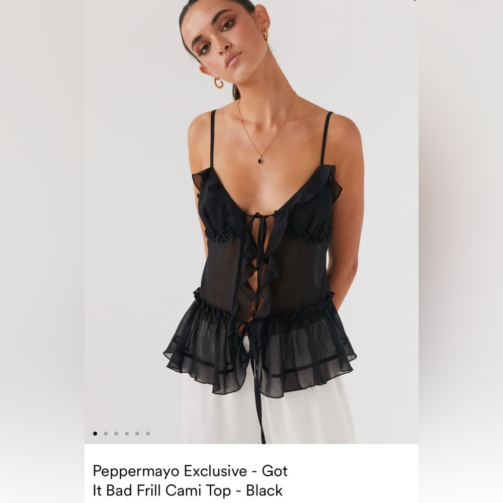 Peppermayo Exclusive - Got It Bad Frill Cami Top - Black